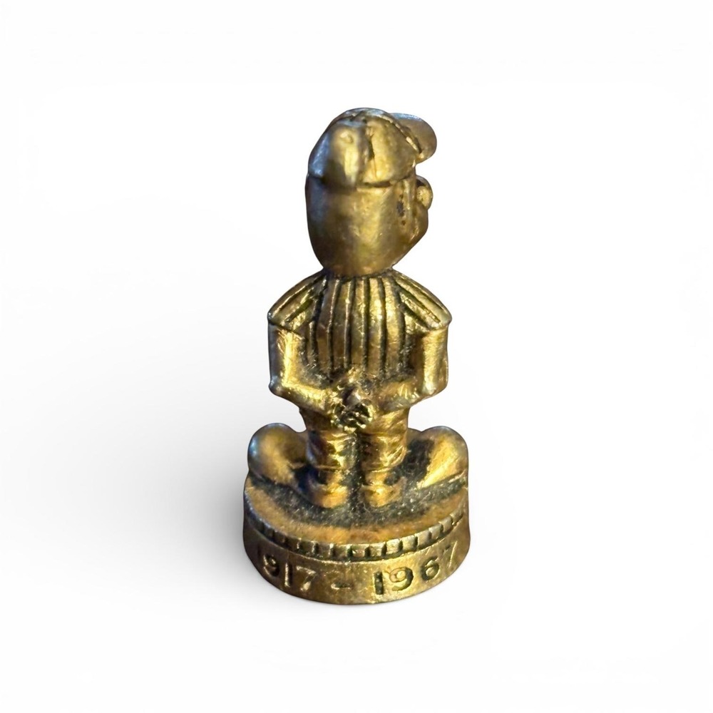 Vintage 1967 Golden Anniversary Metal Woodcarver Figurine Charm 1917–1967 - Picture 3 of 5
